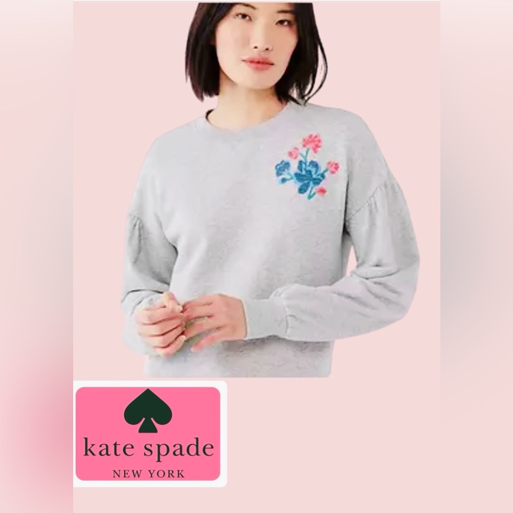 Kate Spade elegant floral embroidered sweatshirt.
